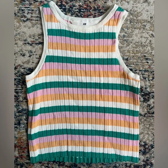 H&M Girls Striped and Solid Tank Tops - Multicolor and Orange - Picture 3 of 8